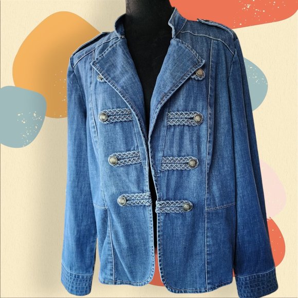 CHICO'S DENIM JACKET Size 2 (L/XL) - Picture 2 of 10